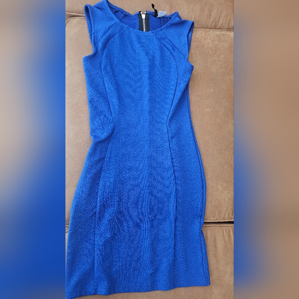 Divided Strapless Blue Dress